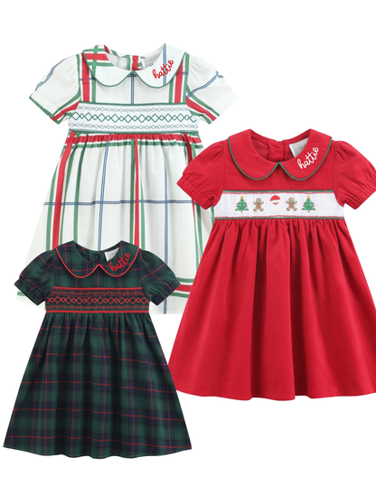 Girls Smocked Collar Dresses